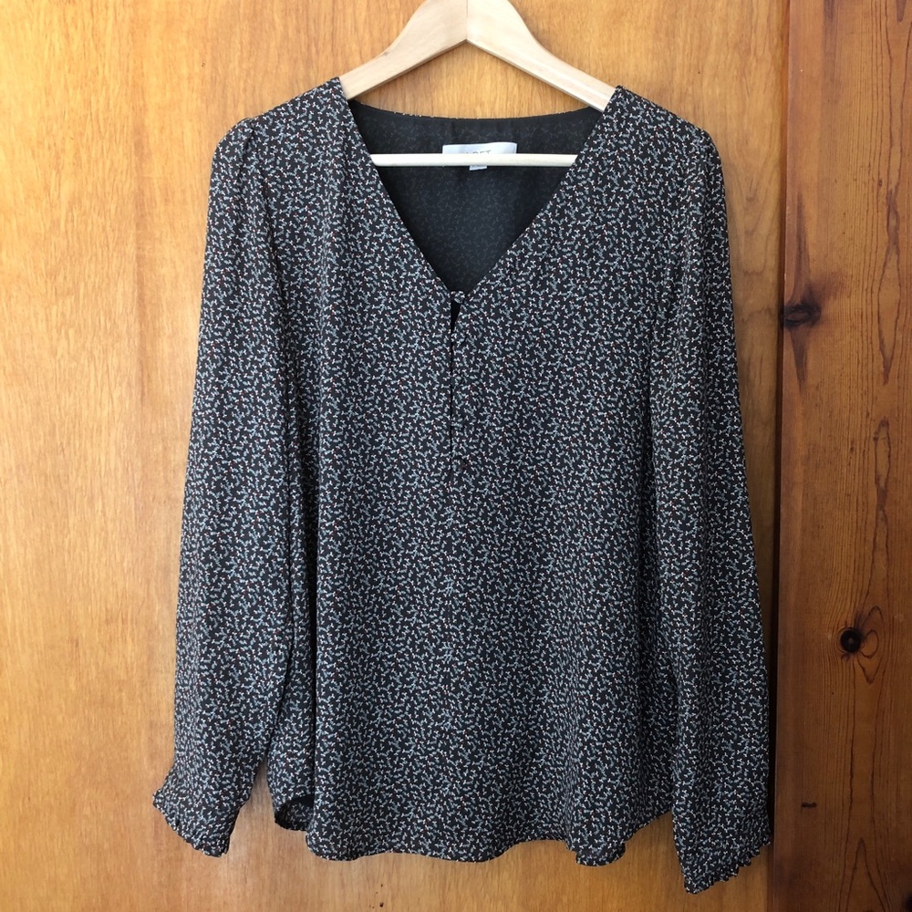 LOFT Green Patterned Blouse (M)